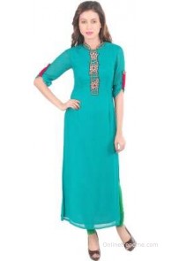 Feathers & Flowers Festive Embroidered Women's Kurti